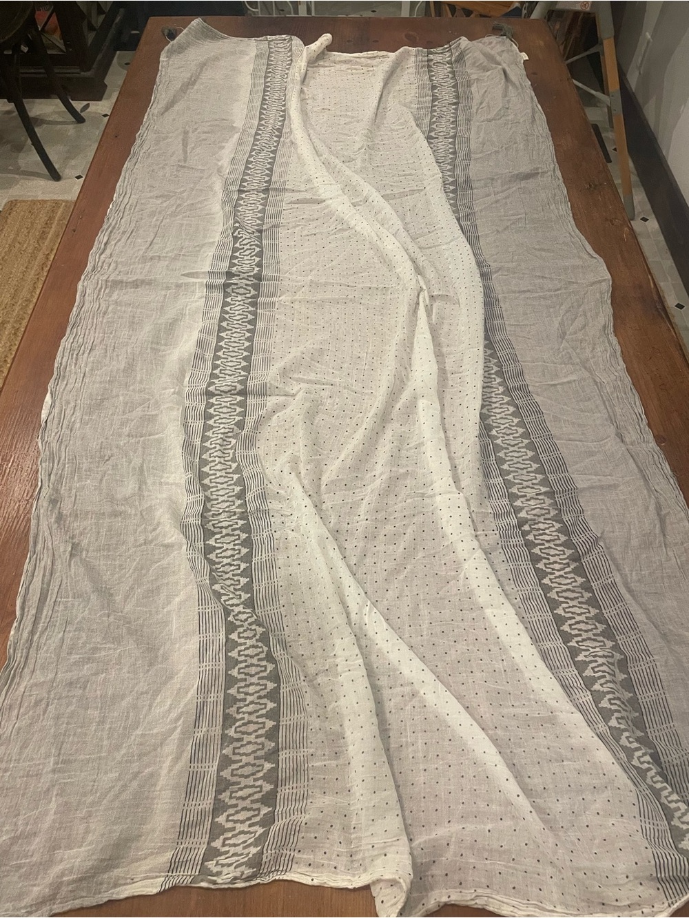 Indaba Light Gray Patterned Tassel Scarf